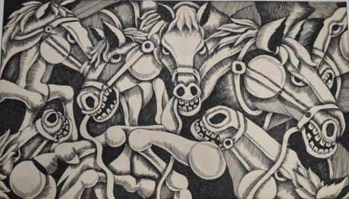 Pen and pencil works of Artist Devassia Devagiri