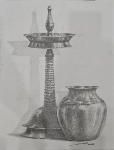 Pen and pencil works of Artist Devassia Devagiri